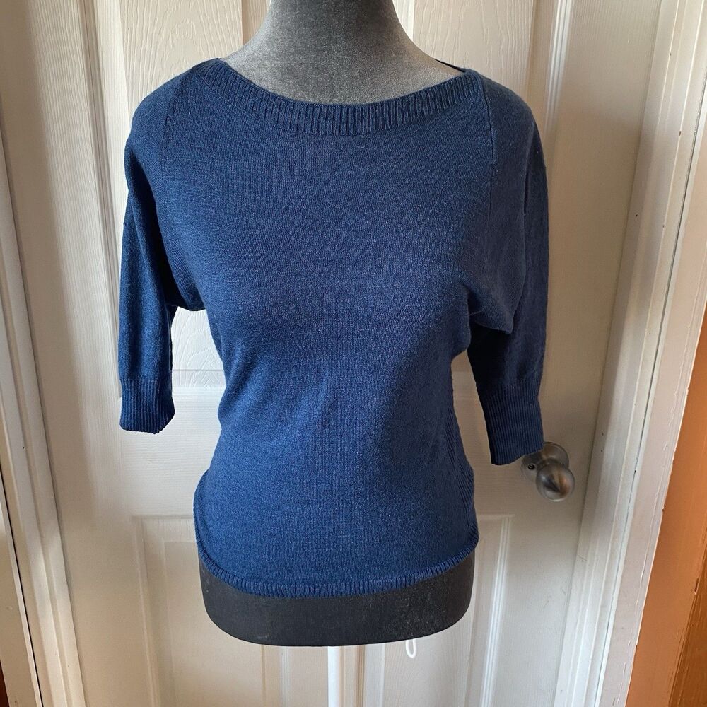 The Limited Short Sleeve Sweater Women’s Size XS Blue Knit Wool Blend